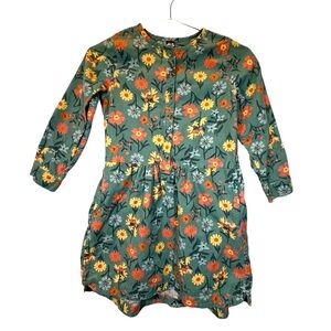 Tea Collection Girls Green Floral Dress  Soft Cotton Summer Spring Size 6 EUC
